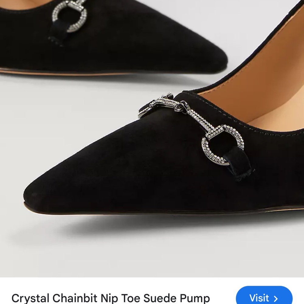 Black Suede Heels with Silver Chain Detail